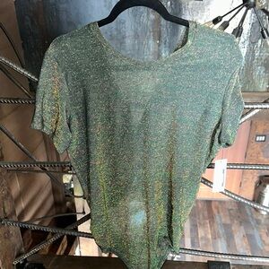 ALIX NYC Green Gold Short Sleeve Tee with Iridescent Finish